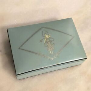 1920 Lucite Empire Turquoise Vanity Trinket Box Art Deco Jewelry box Greek Theme